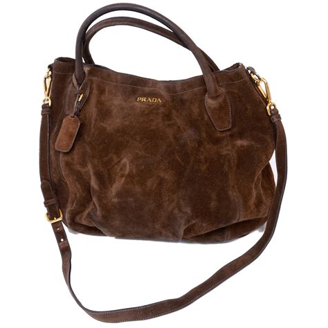 Prada cocoa brown suede handbag